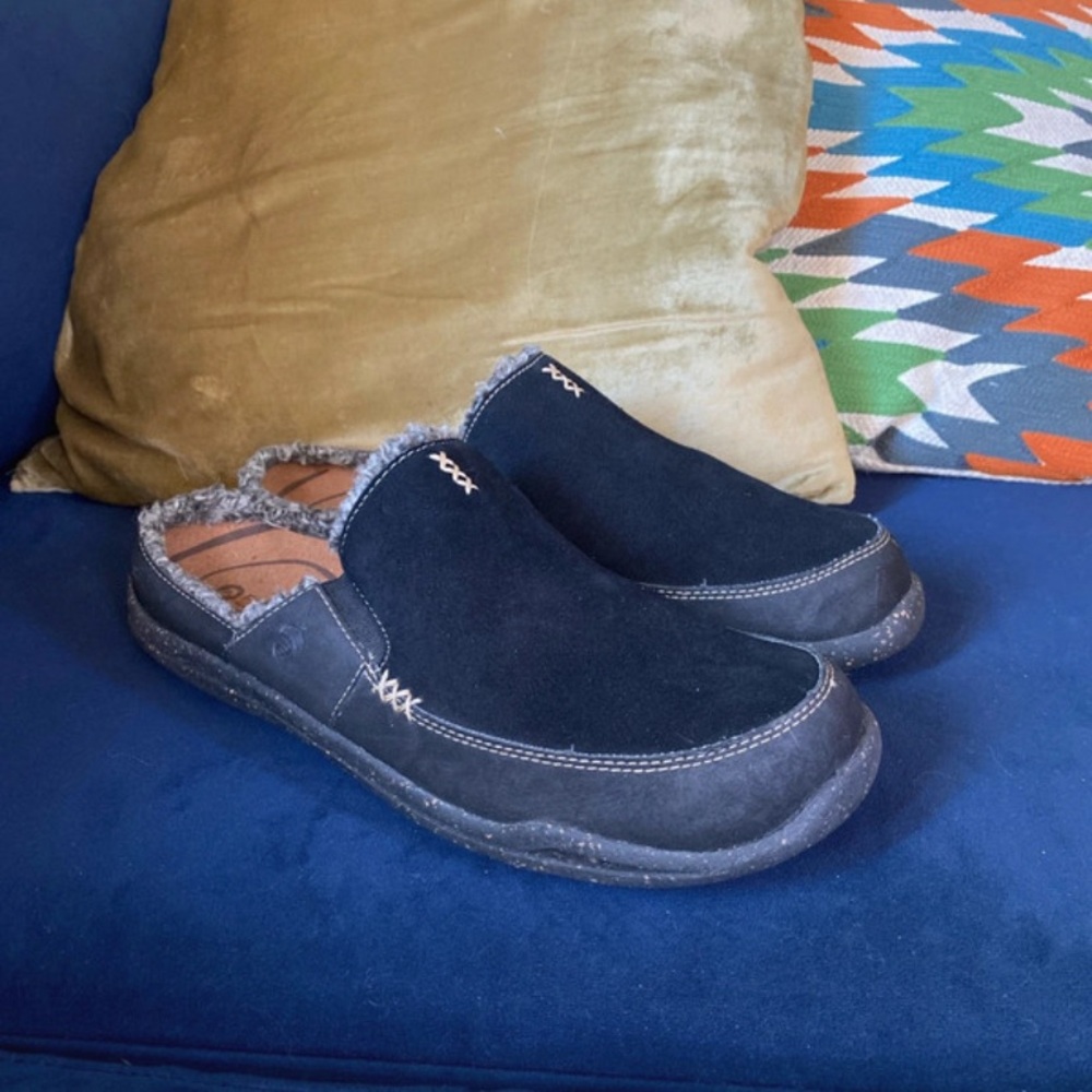 NEW Acorn Men Sz 11 WearAbout Slide Slipper Wool FirmCore Black Grey Archsupport